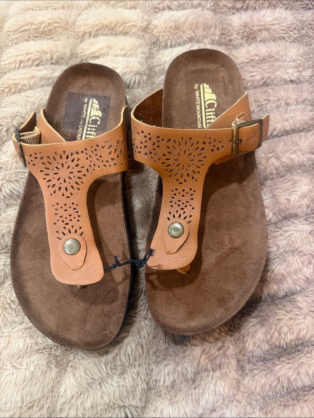 New cliffs by white  Mountain,  Dark Brown Braided Sandals, sz 7